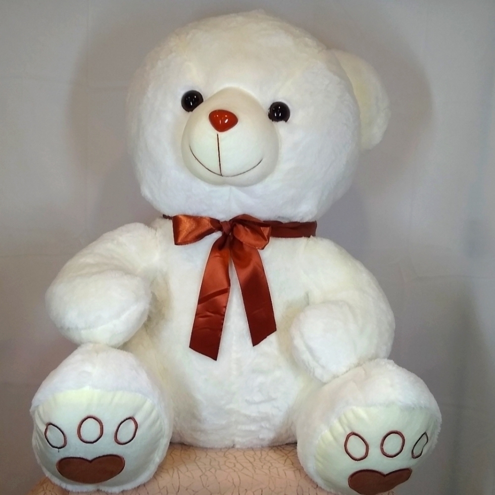 Teddy Bear Jumbo White Plush Stuffed Animal Toy Kids 24 in NWOT
